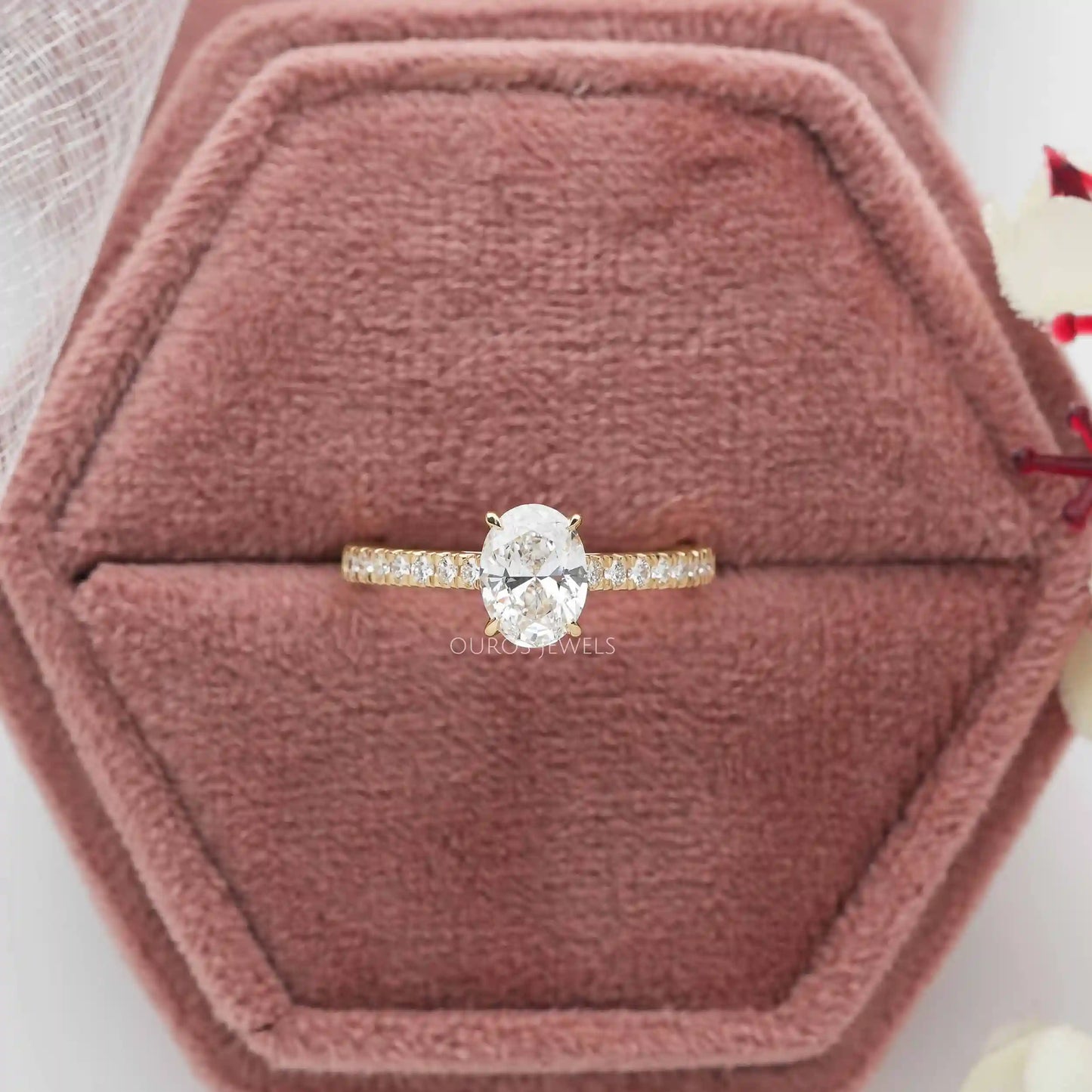 Oval Cut Diamond Solitaire Accent Ring