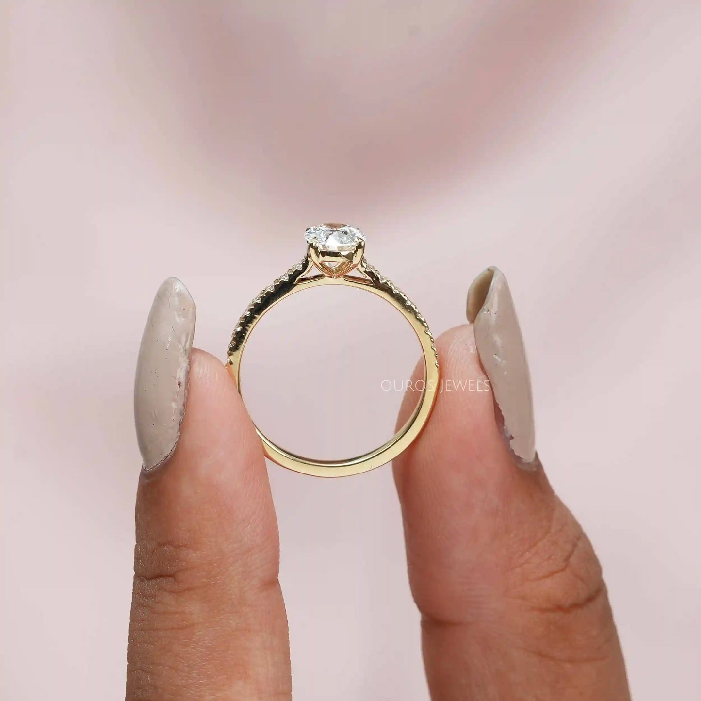 Oval Cut Diamond Solitaire Accent Ring