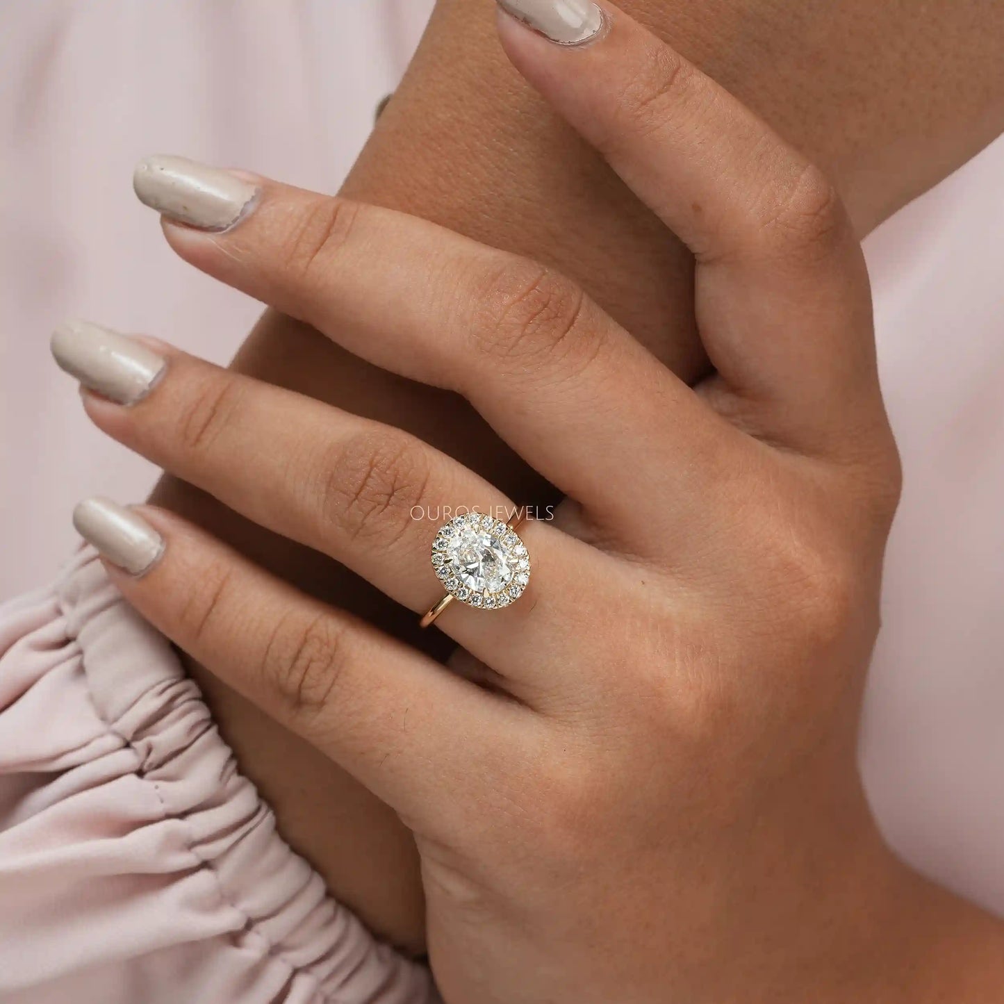 Oval Diamond Halo Engagement Ring