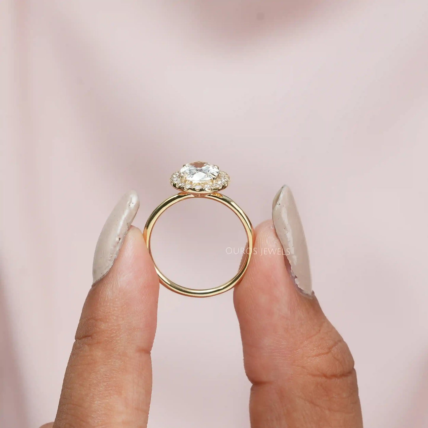 Oval Diamond Halo Engagement Ring