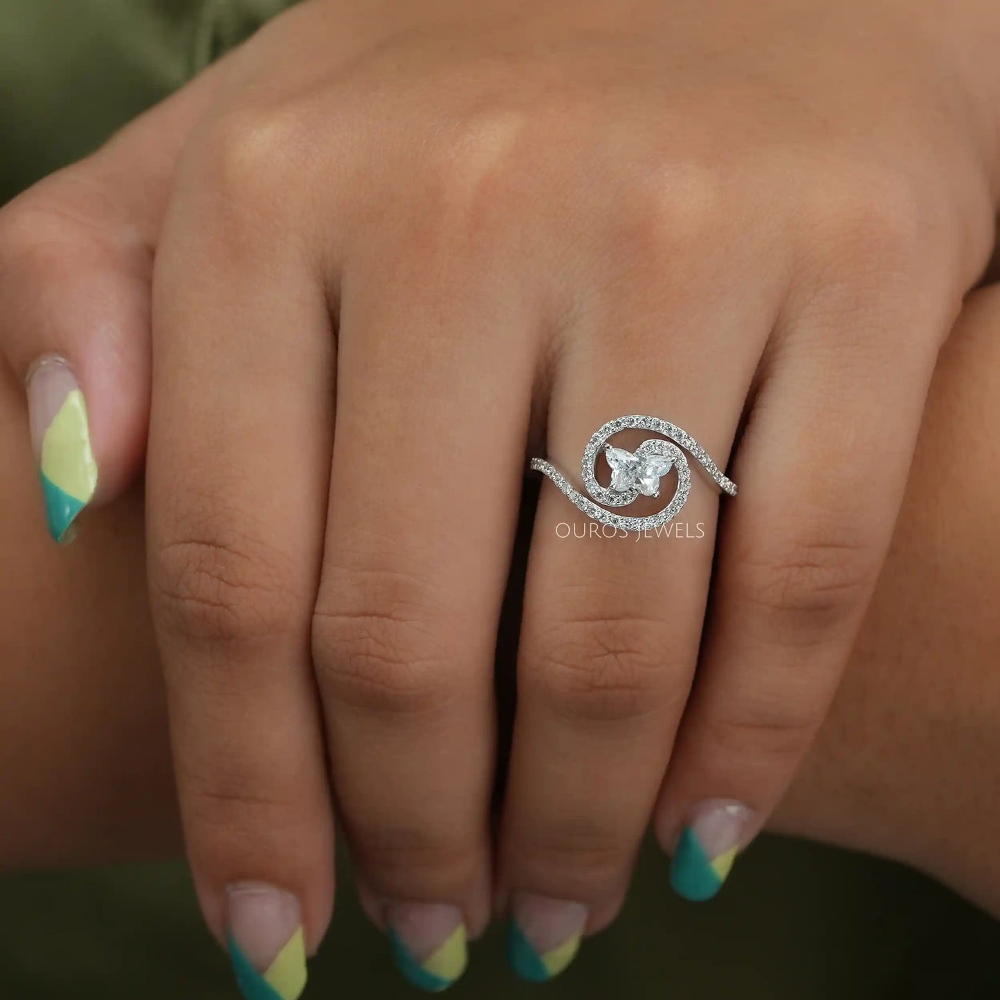 Butterfly Cut Diamond Swirl Ring