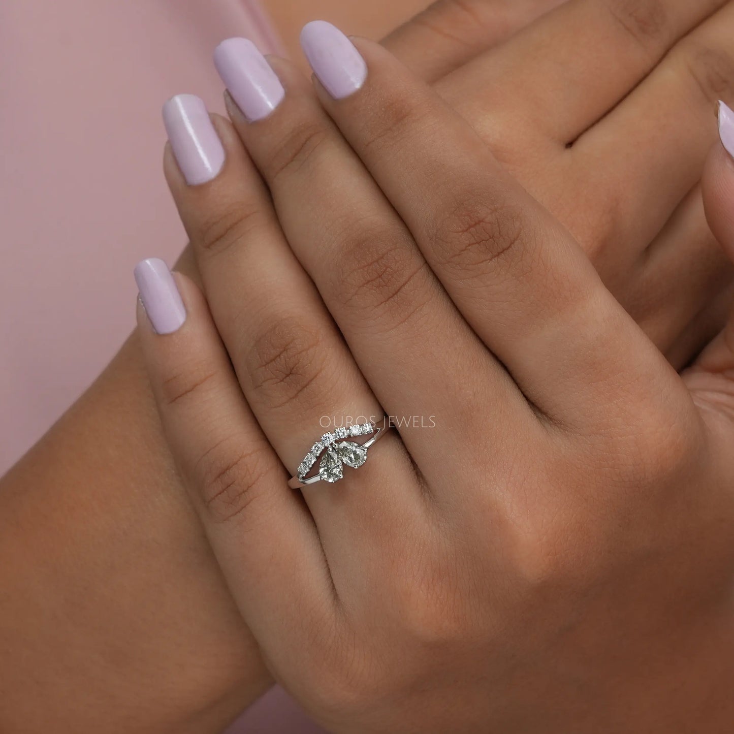 Olive Pear Diamond Dainty Ring