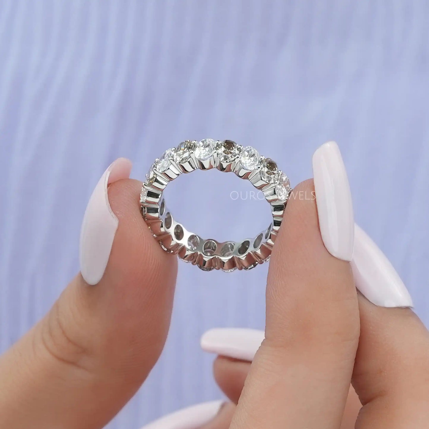Fancy Colored Oval Diamond Stackable Band