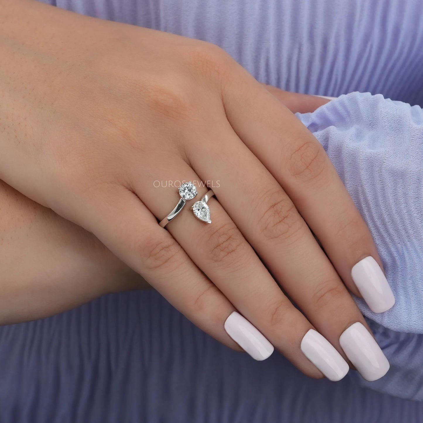 Pear & Round Lab Diamond Ring