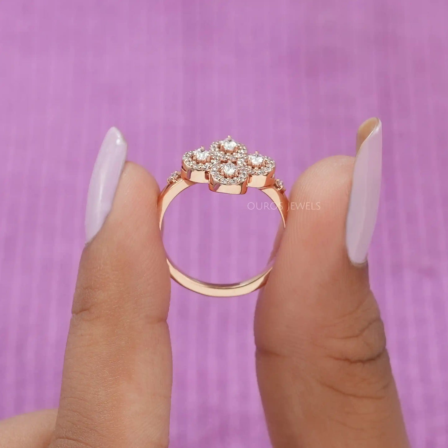 Flower Style Pear Cut Halo Diamond Ring
