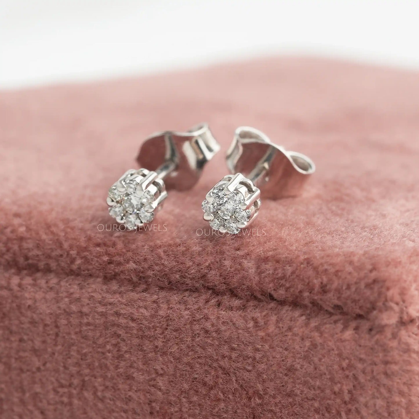 Round Lab Diamond Halo Earring