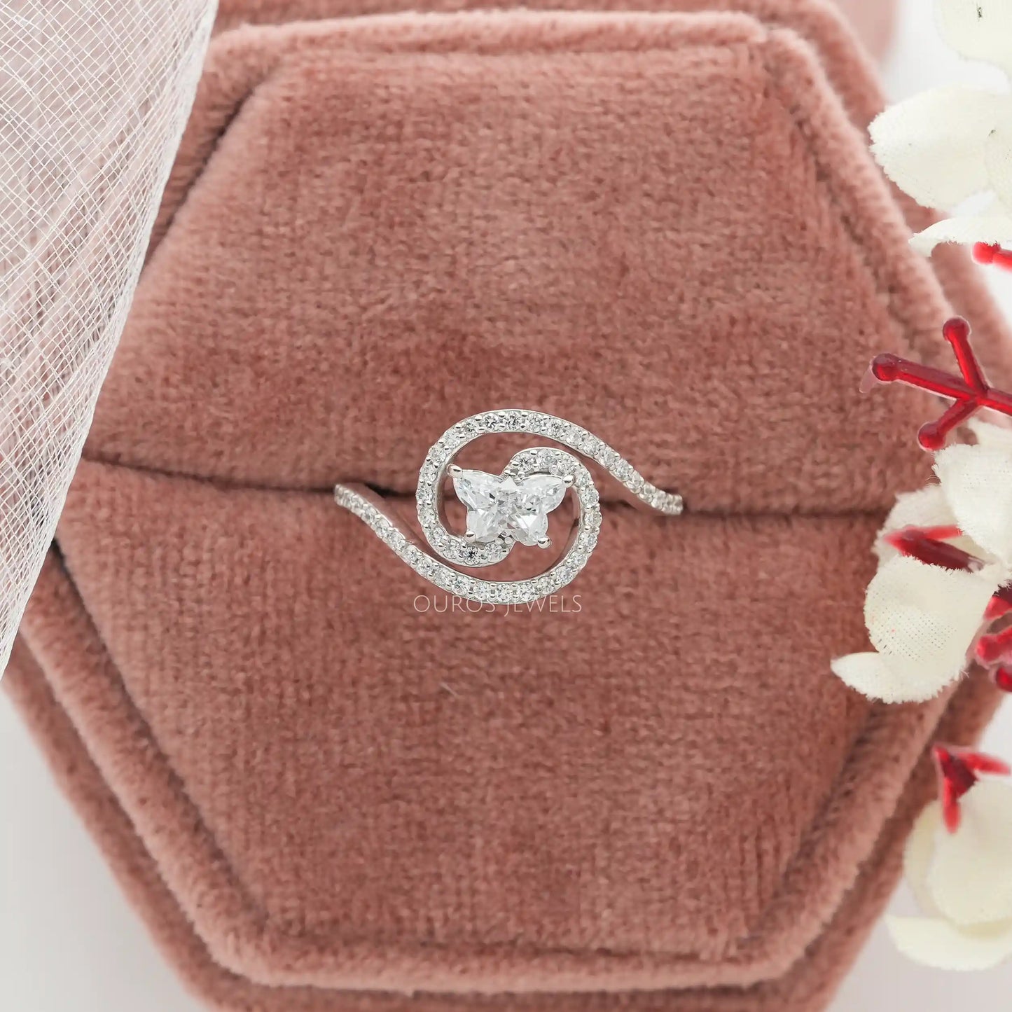 Butterfly Cut Diamond Swirl Ring