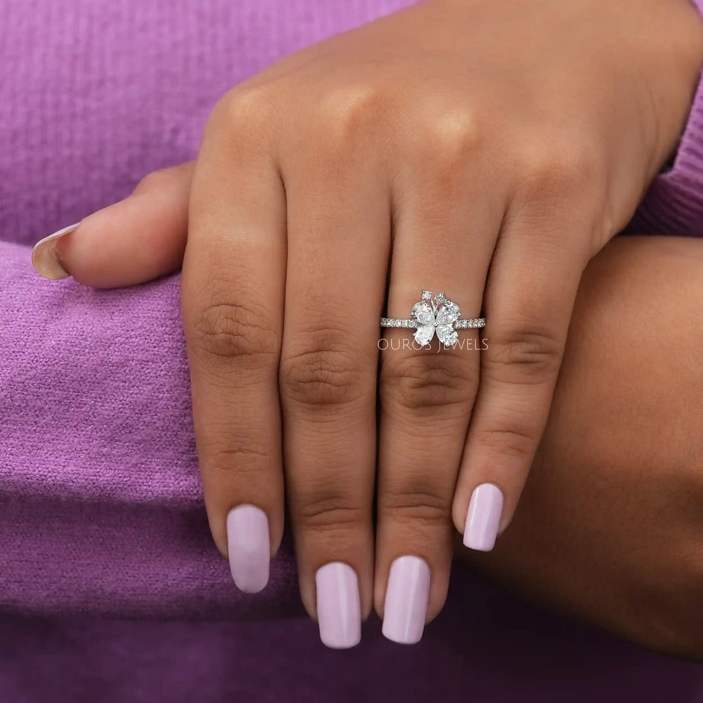 Pear Cut Accent Diamond Ring