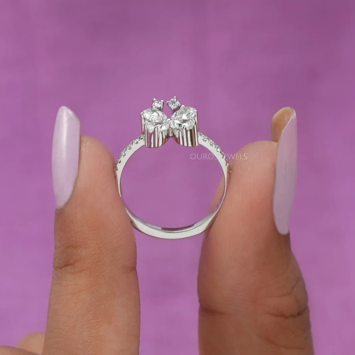 Pear Cut Accent Diamond Ring