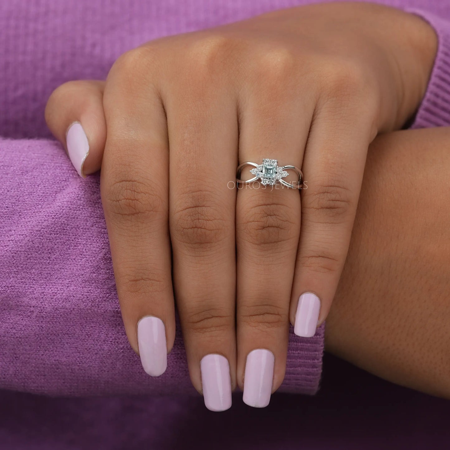 Asscher Cut Cluster Diamond Ring