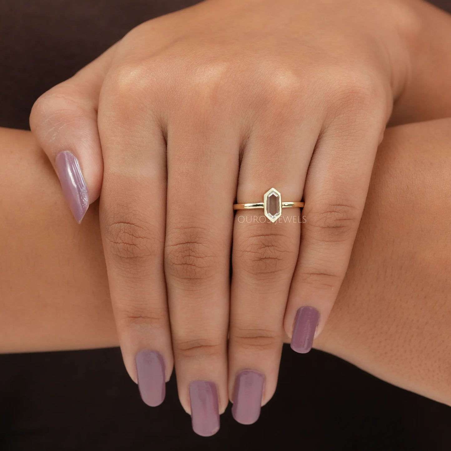 Hexagon Portrait Cut Diamond Ring