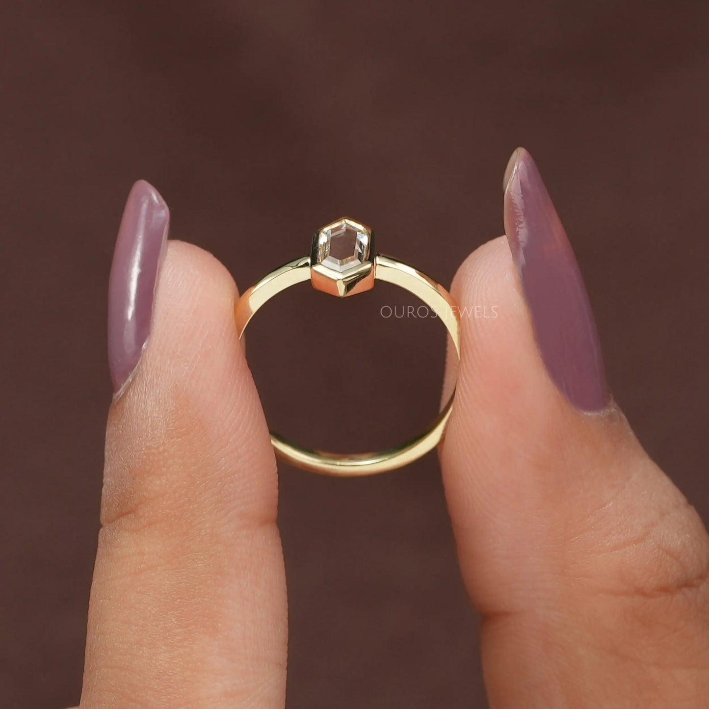 Hexagon Portrait Cut Diamond Ring