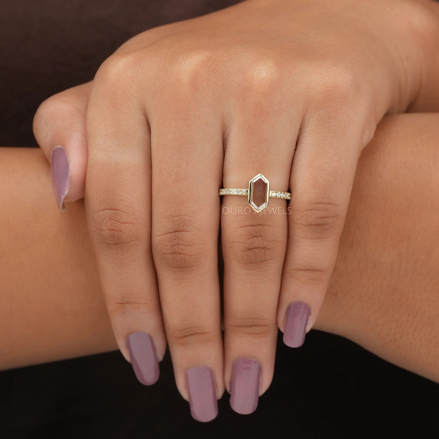 Bezel Set Hexagon Cut Solitaire Ring