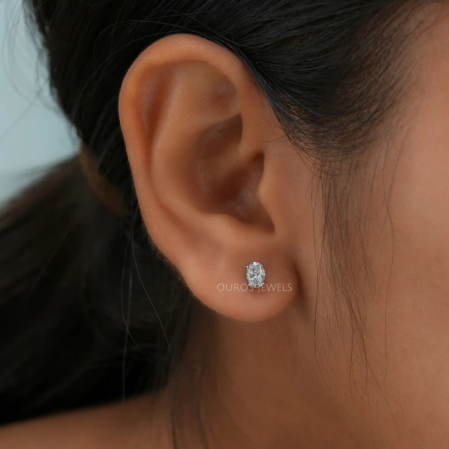Oval Diamond Stud Earrings