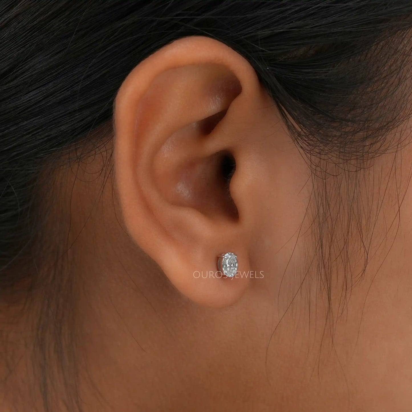 Oval Diamond Stud Earrings