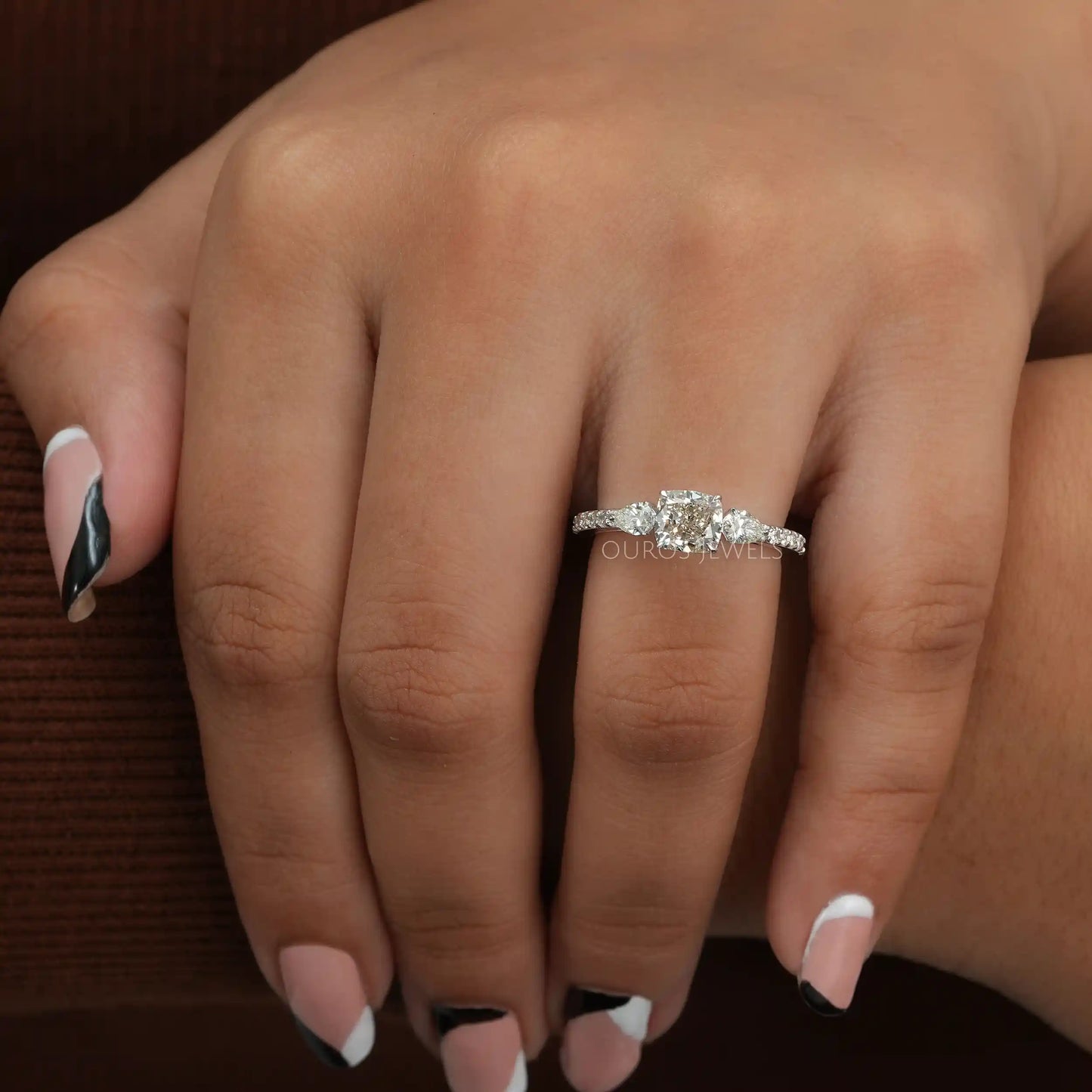 Cushion Cut Solitaire Accent Ring