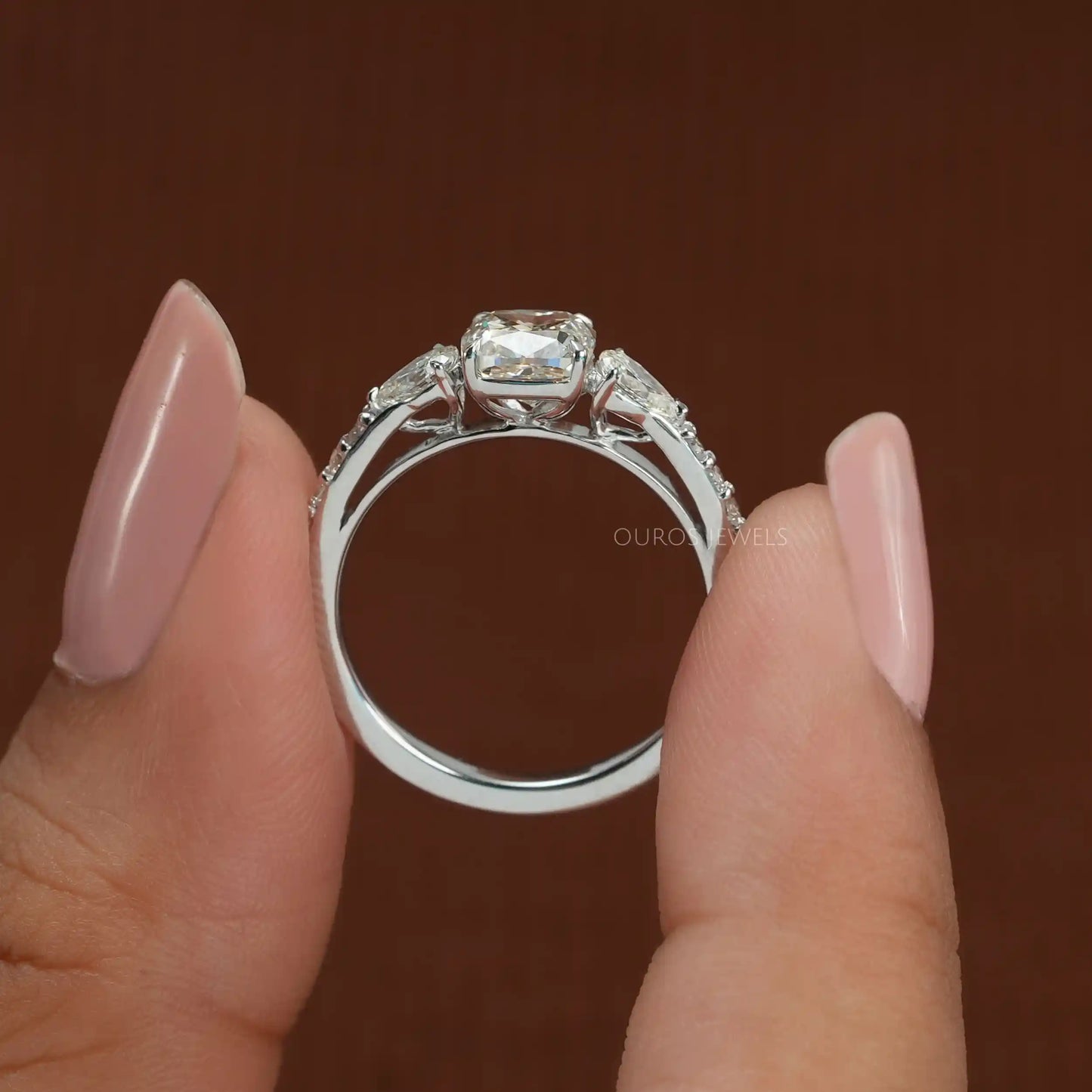Cushion Cut Solitaire Accent Ring