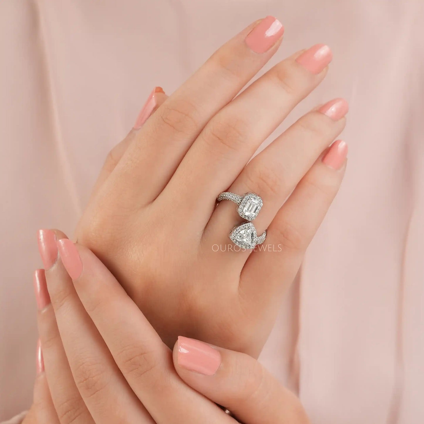 Trillion & Emerald Toi Et Moi Ring