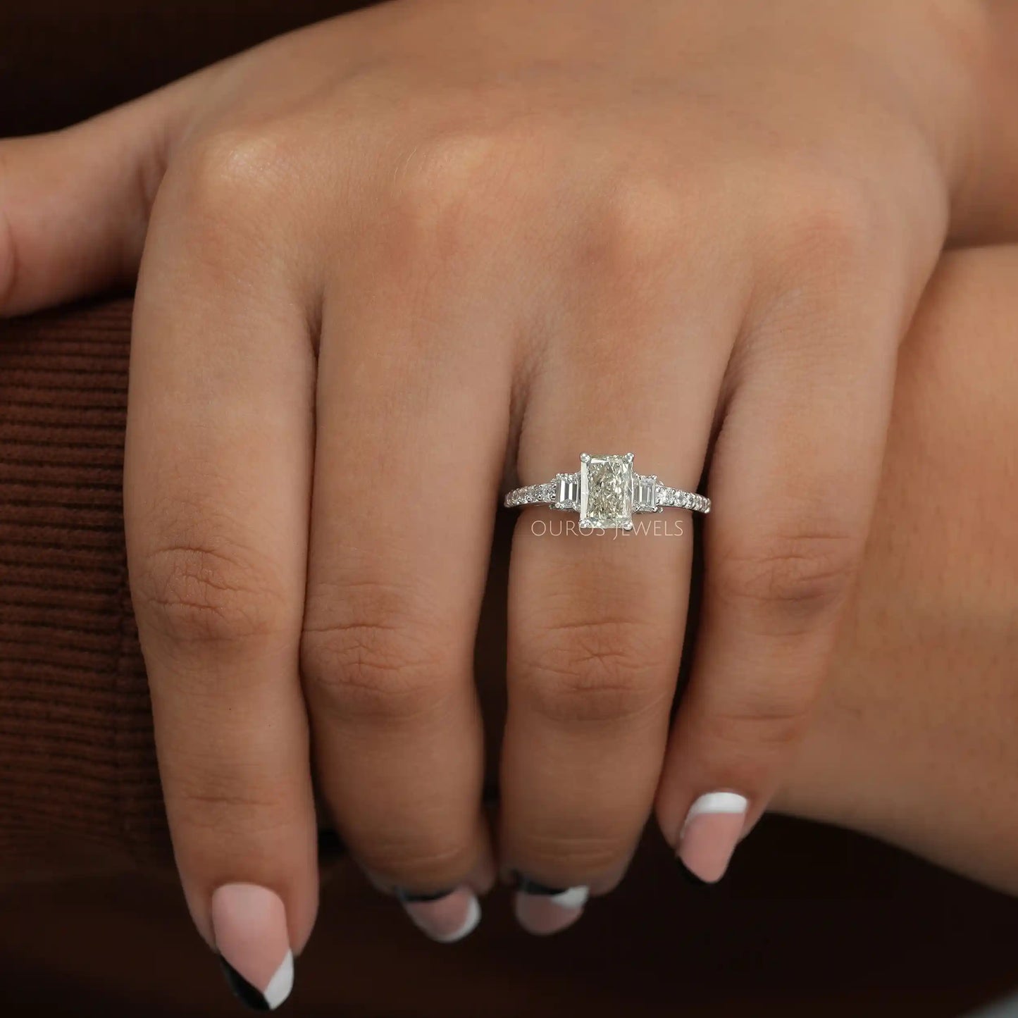 Radiant Cut Diamond Solitaire Accent Ring