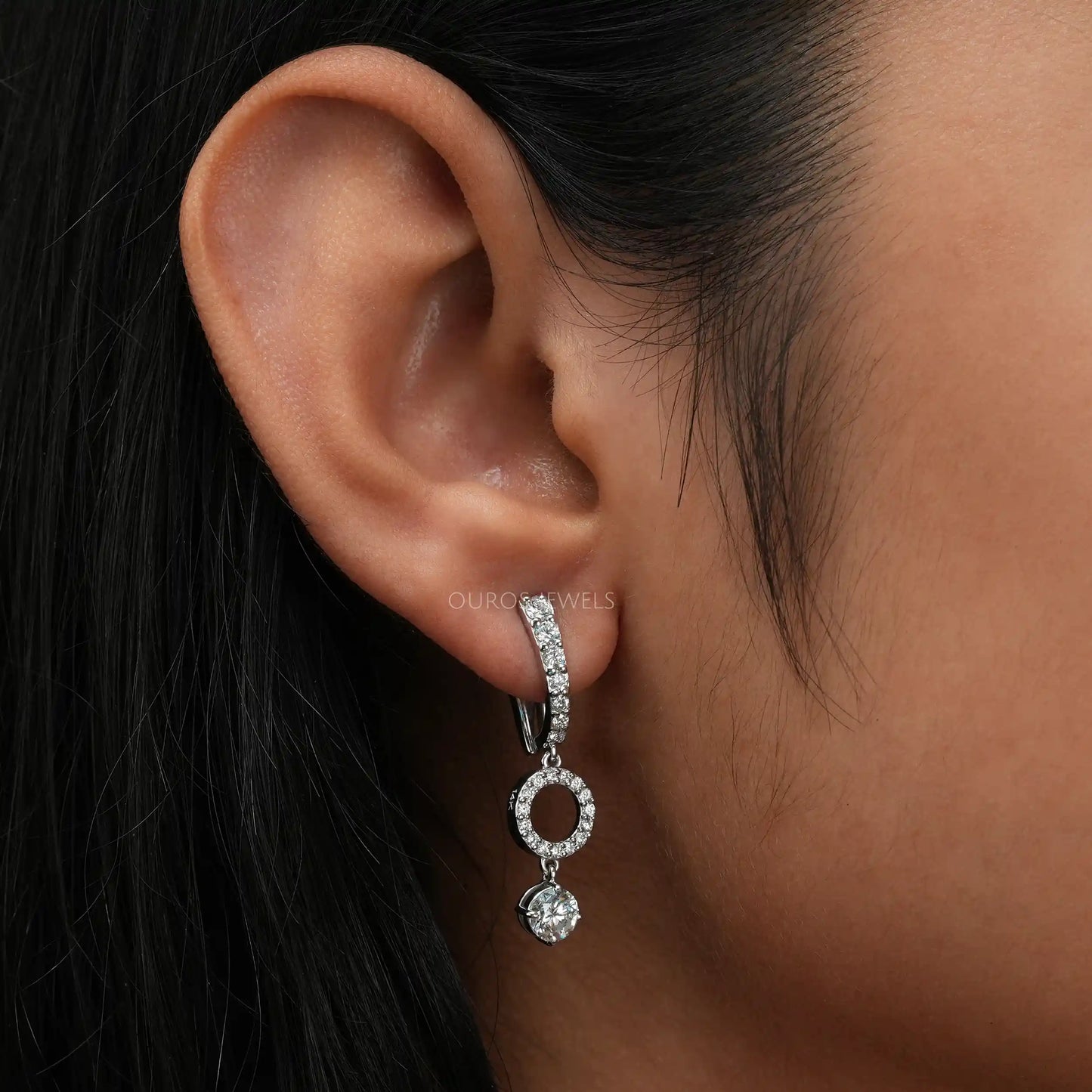 Round Cut Dangle Drop Earring