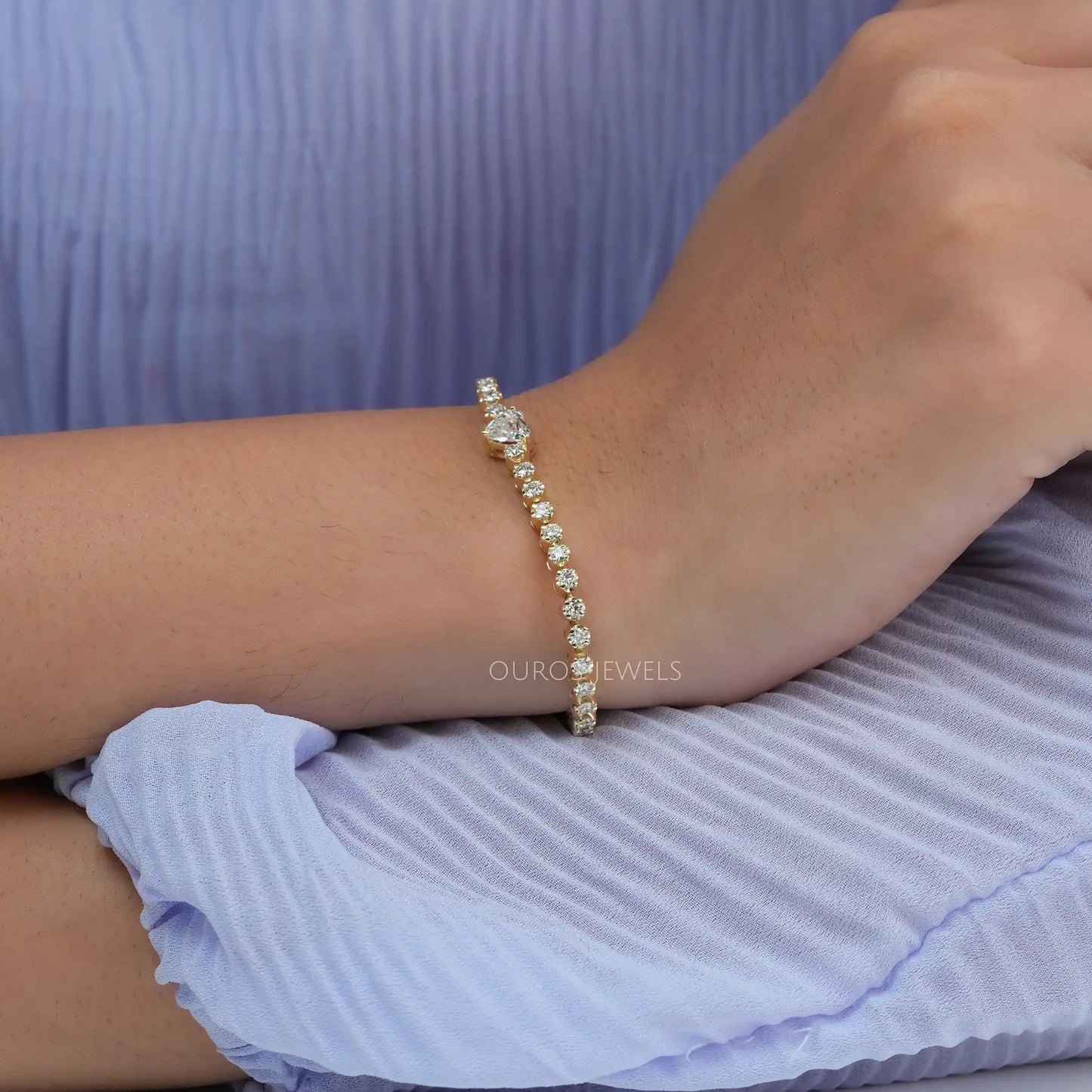 Old Heart Cut Tennis Bracelet