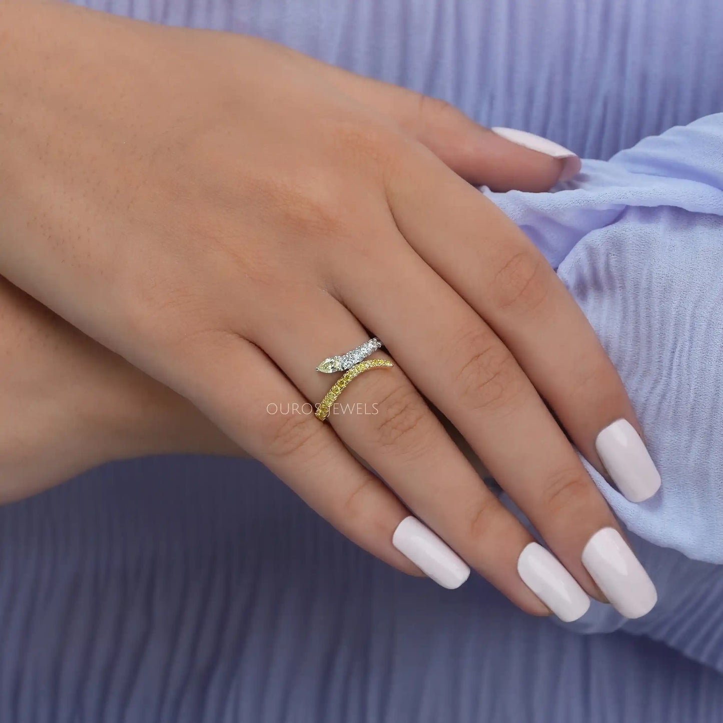 Yellow Pear & Round Cut Bypass Ring