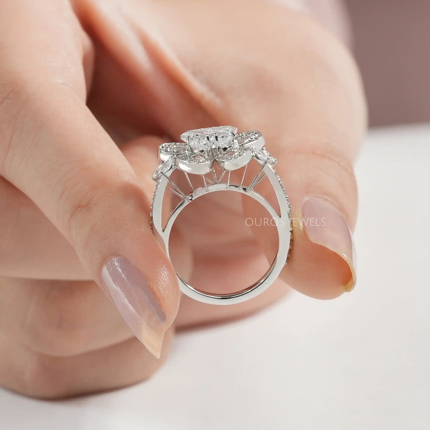 Butterfly Cluster Diamond Engagement Ring