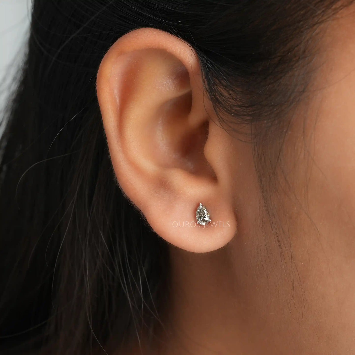 Olive Pear Cut Stud Earrings