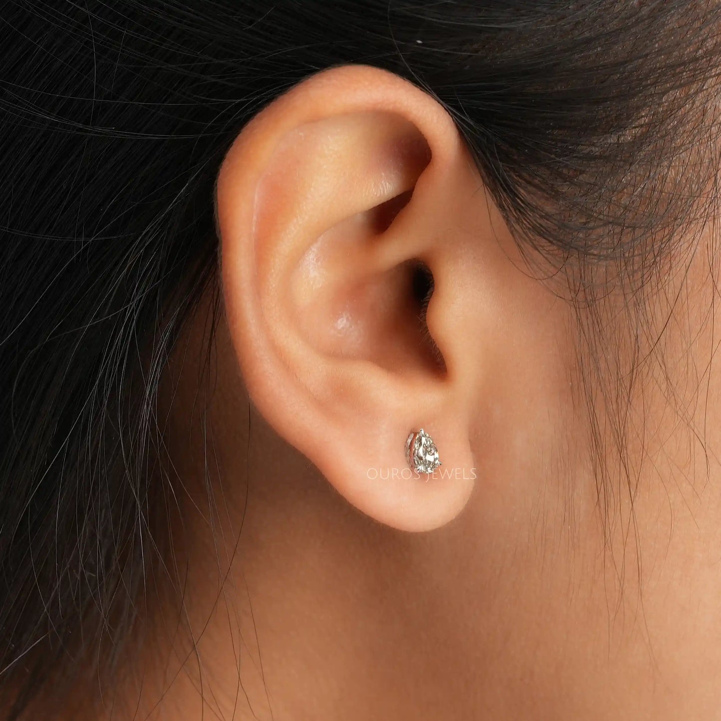 Olive Pear Cut Stud Earrings