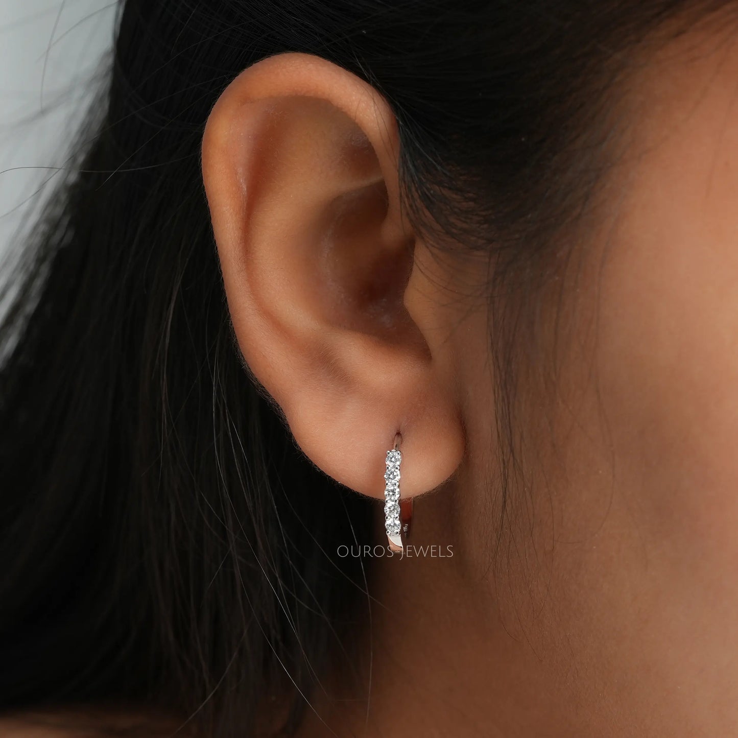 Round Diamond Hoop Earrings