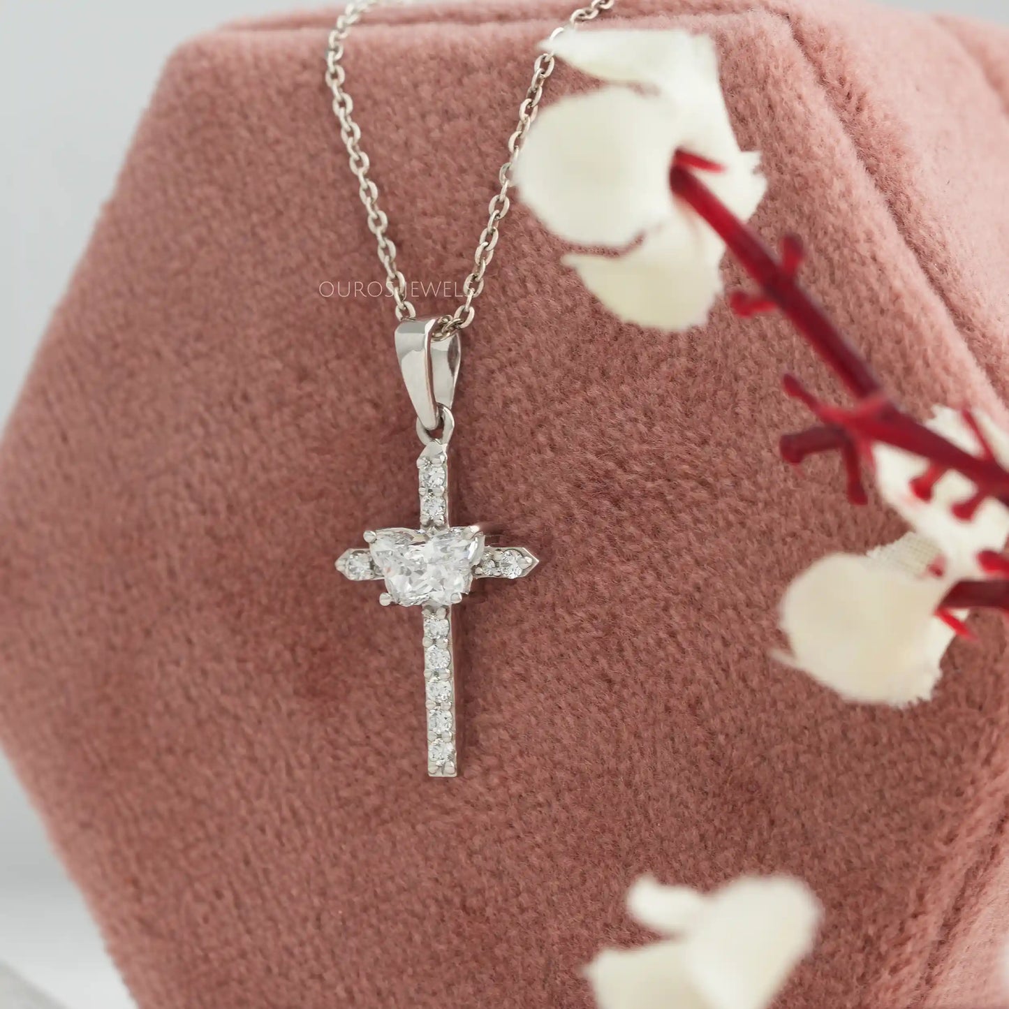 Round Cut Diamond Cross Necklaces