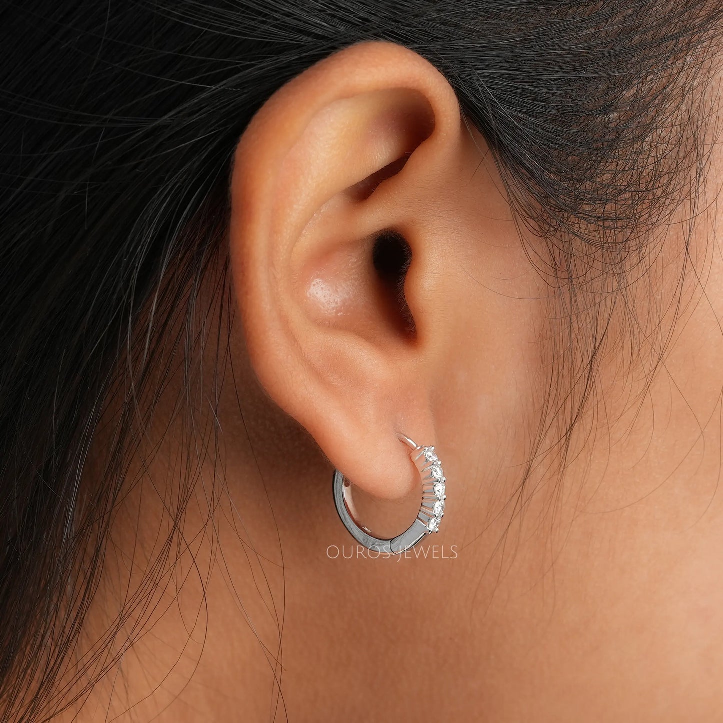 Round Diamond Hoop Earrings