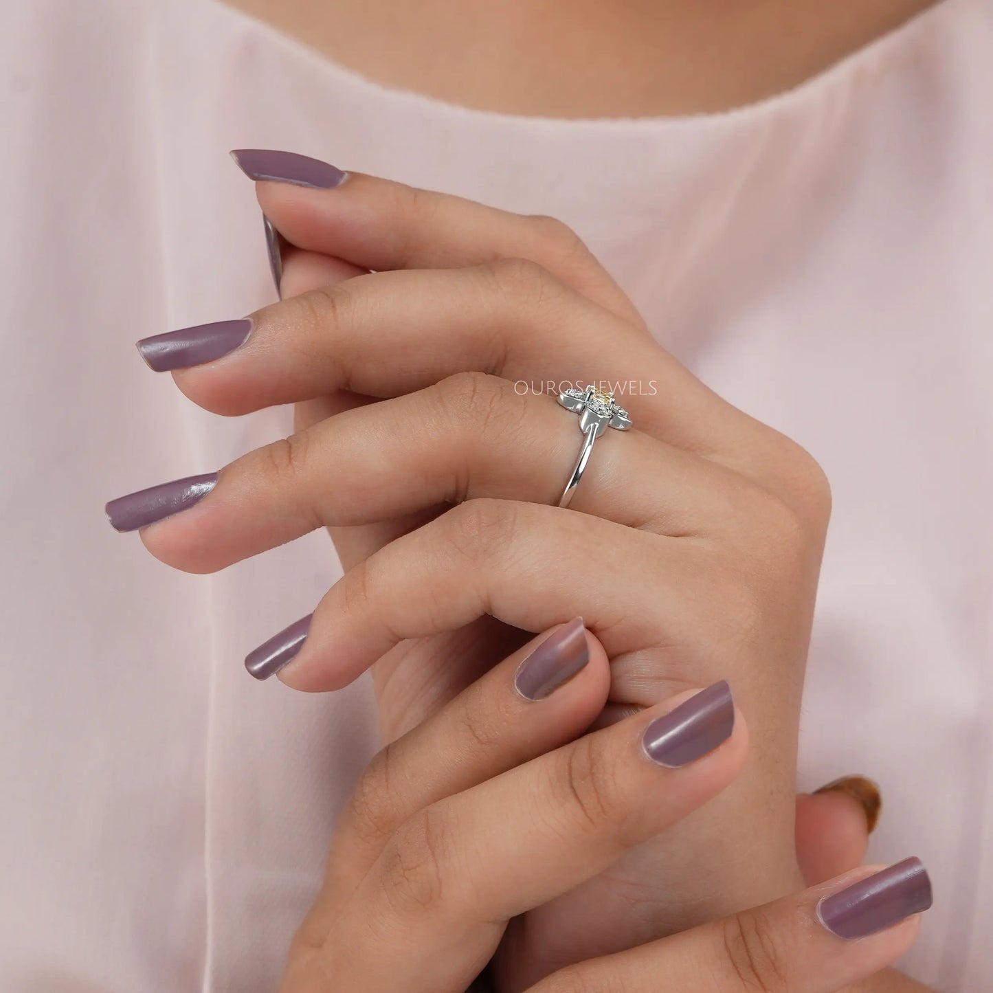 Asscher Cut Lab Diamond Flower Ring