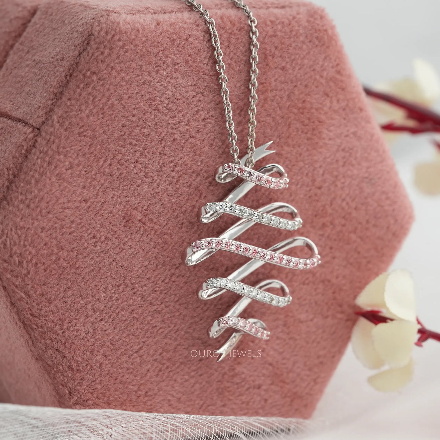 Round Lab Diamond Spiral Necklace