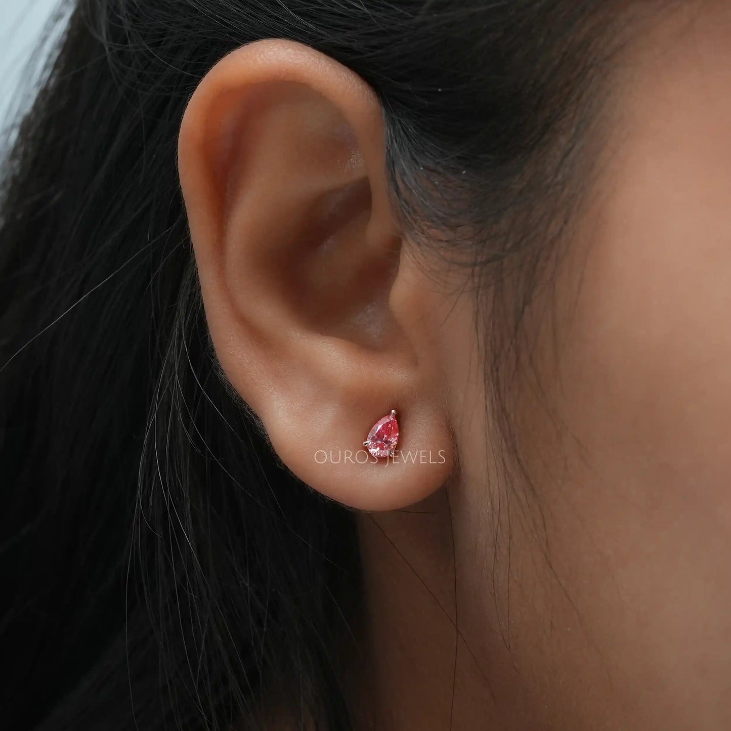 Pink Pear Shaped Stud Earrings