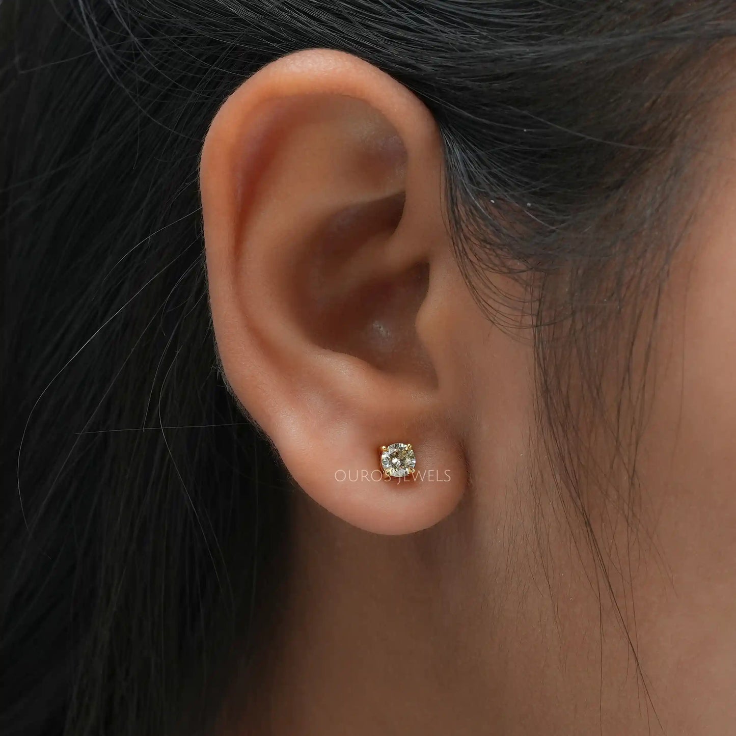 Fancy Yellow Round Cut Diamond Earrings