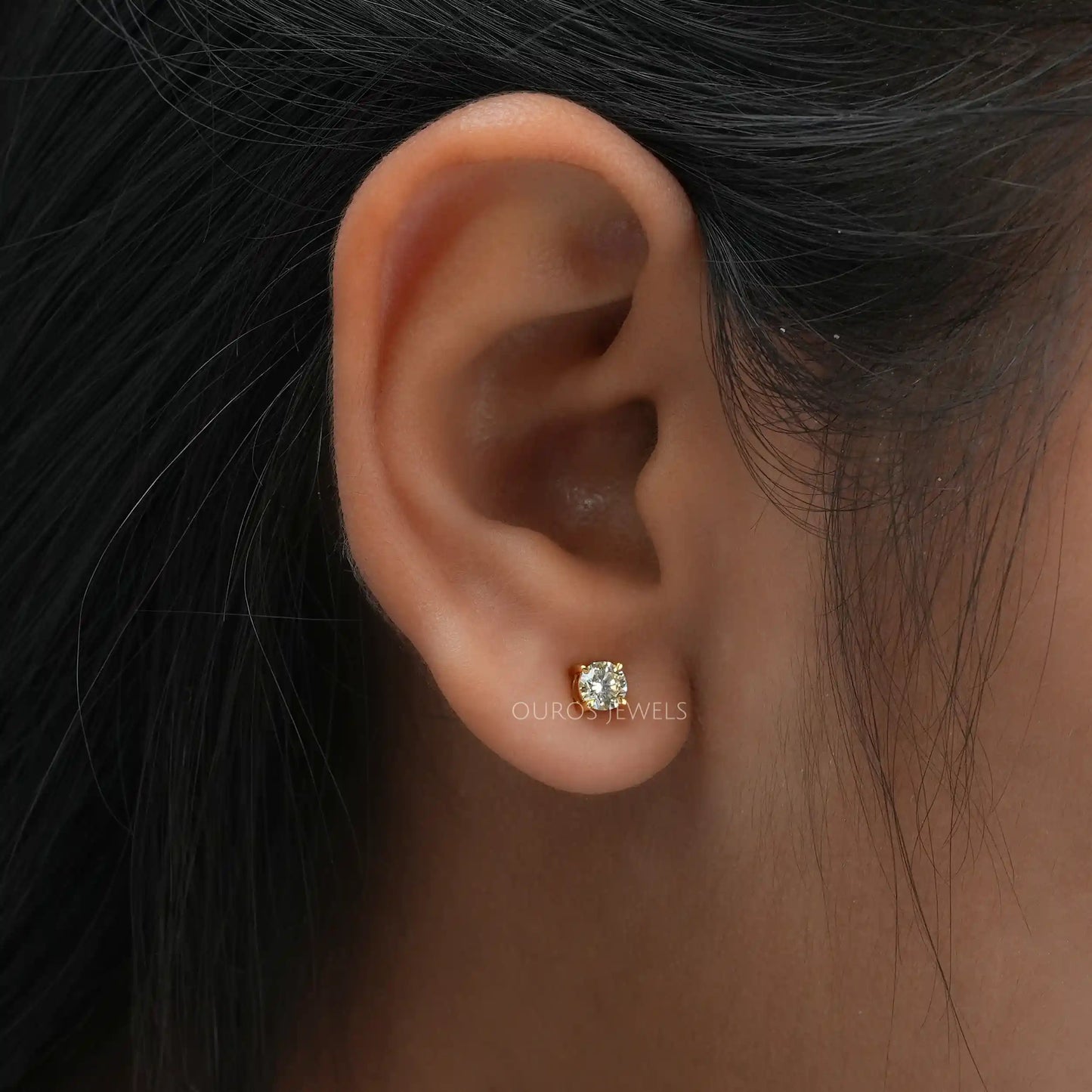 Fancy Yellow Round Cut Diamond Earrings