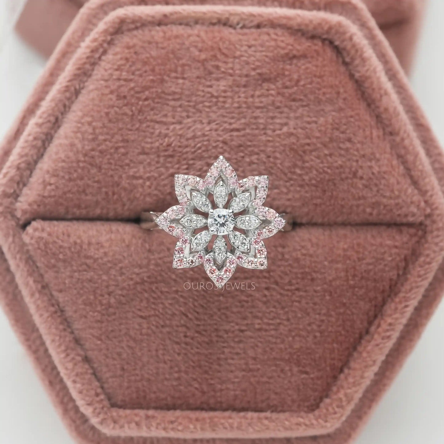 Flower Shape Round Cluster Diamond Ring