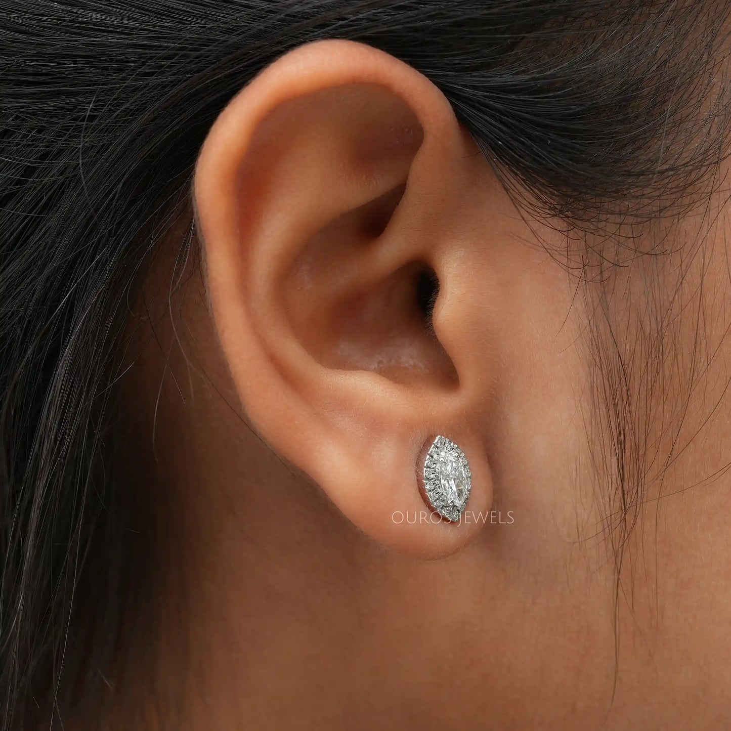 Marquise Cut Diamond Halo Earrings