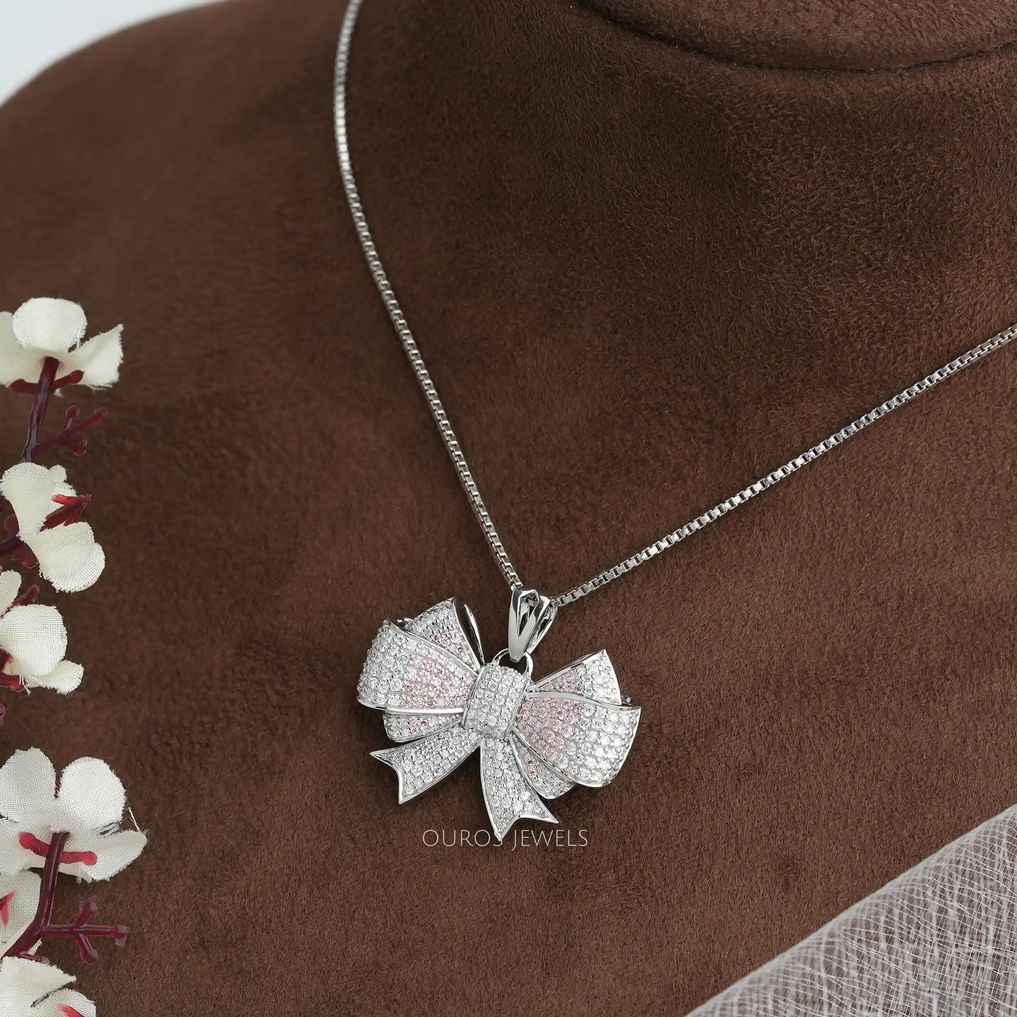 Round Cut Bow Tie Shape Necklace