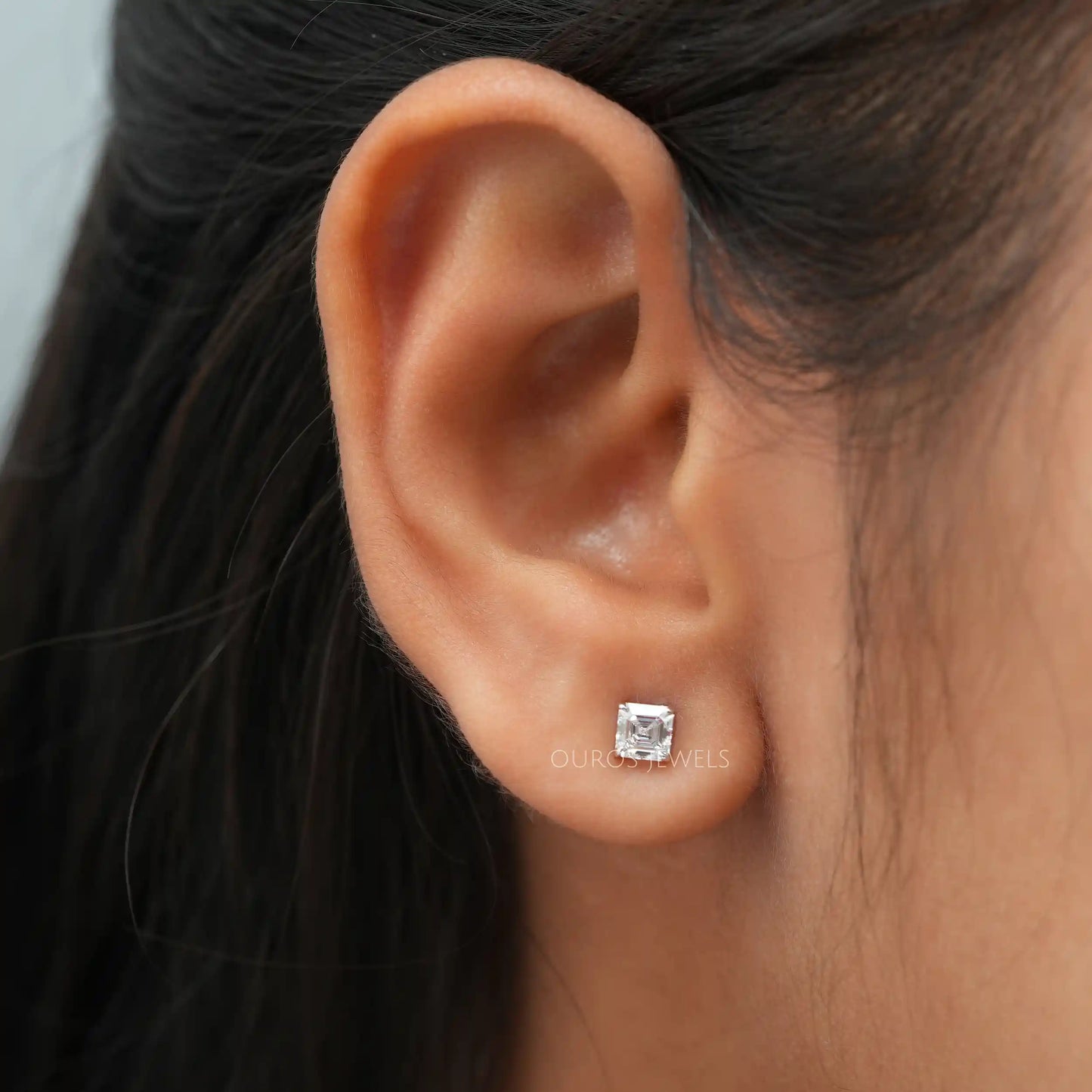 Asscher Cut Diamond Stud Earrings