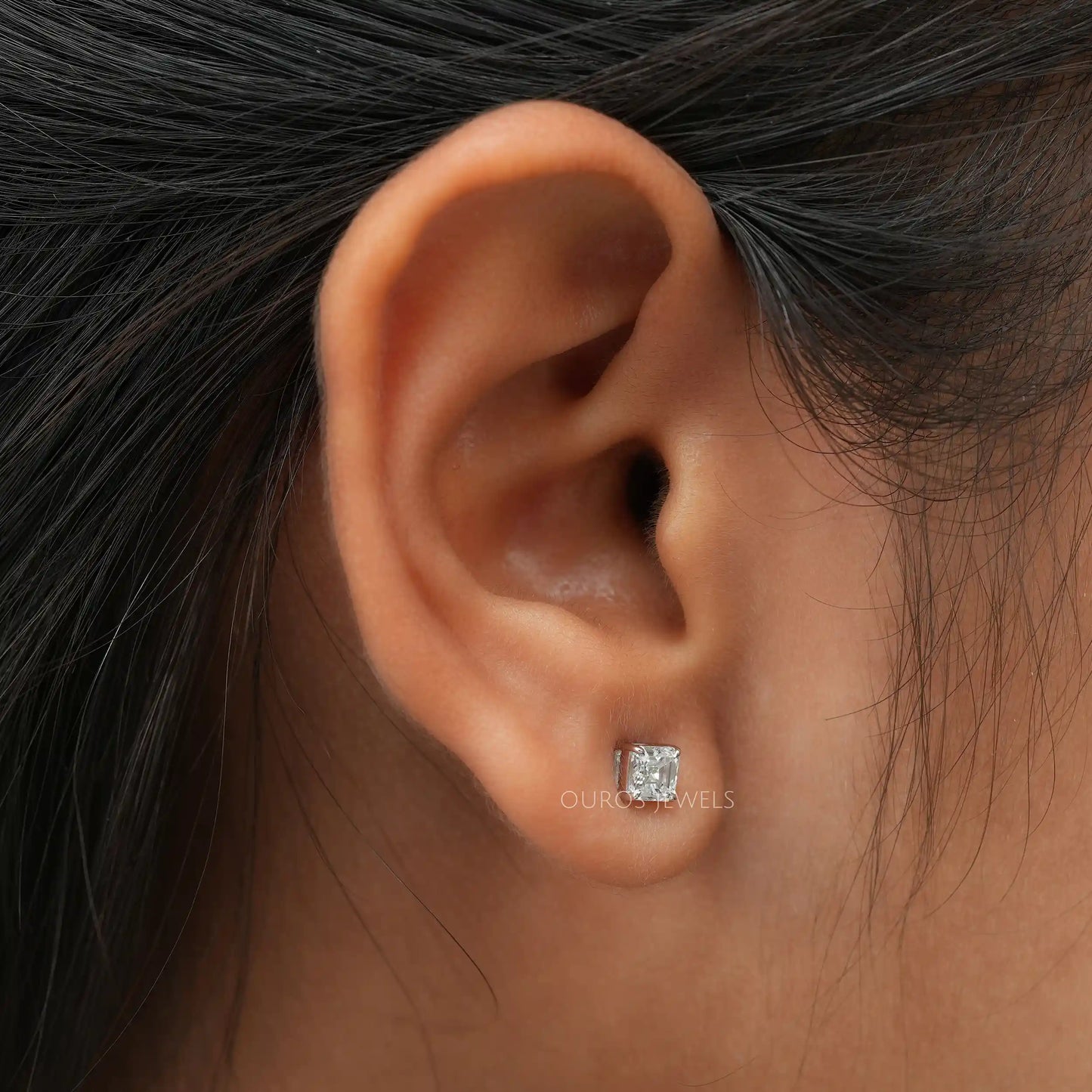 Asscher Cut Diamond Stud Earrings