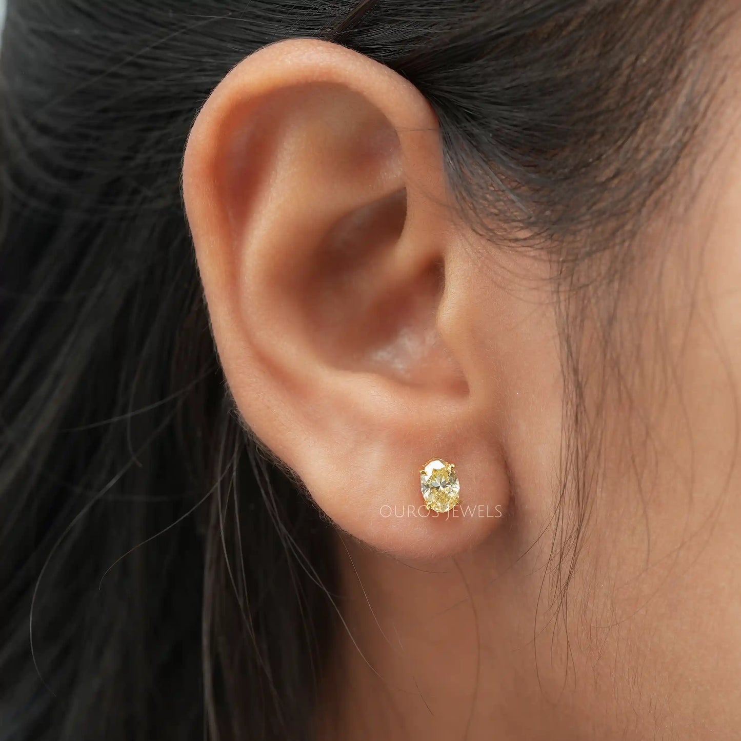 Yellow Oval Cut Studs