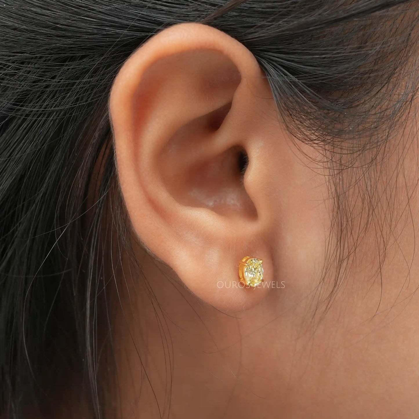 Yellow Oval Cut Studs