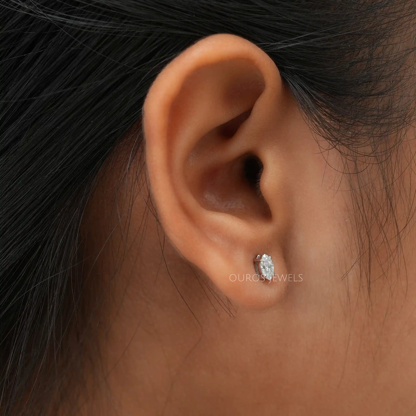 Marquise Cut Lab Diamond Stud Earrings