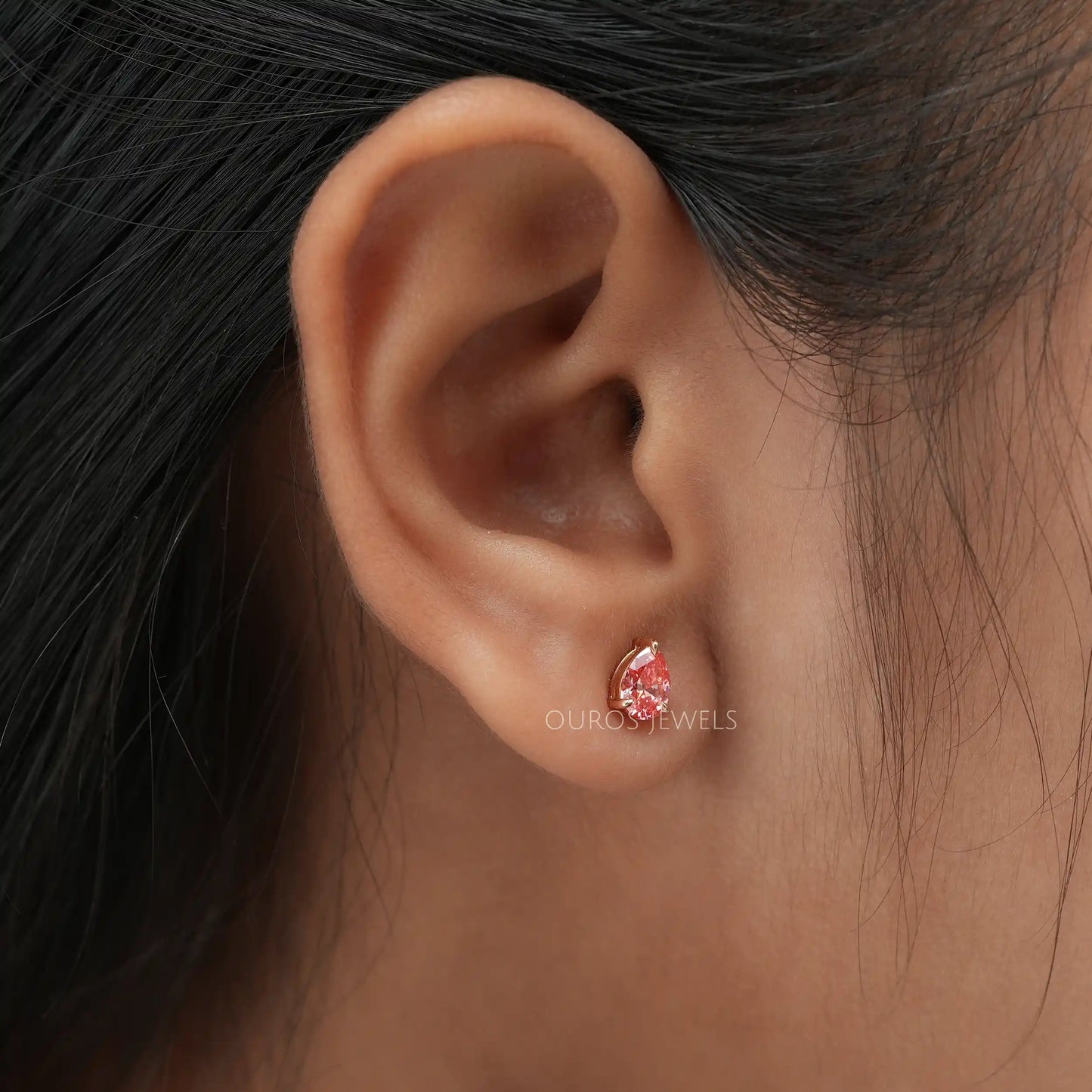 Pink Pear Diamond Earring