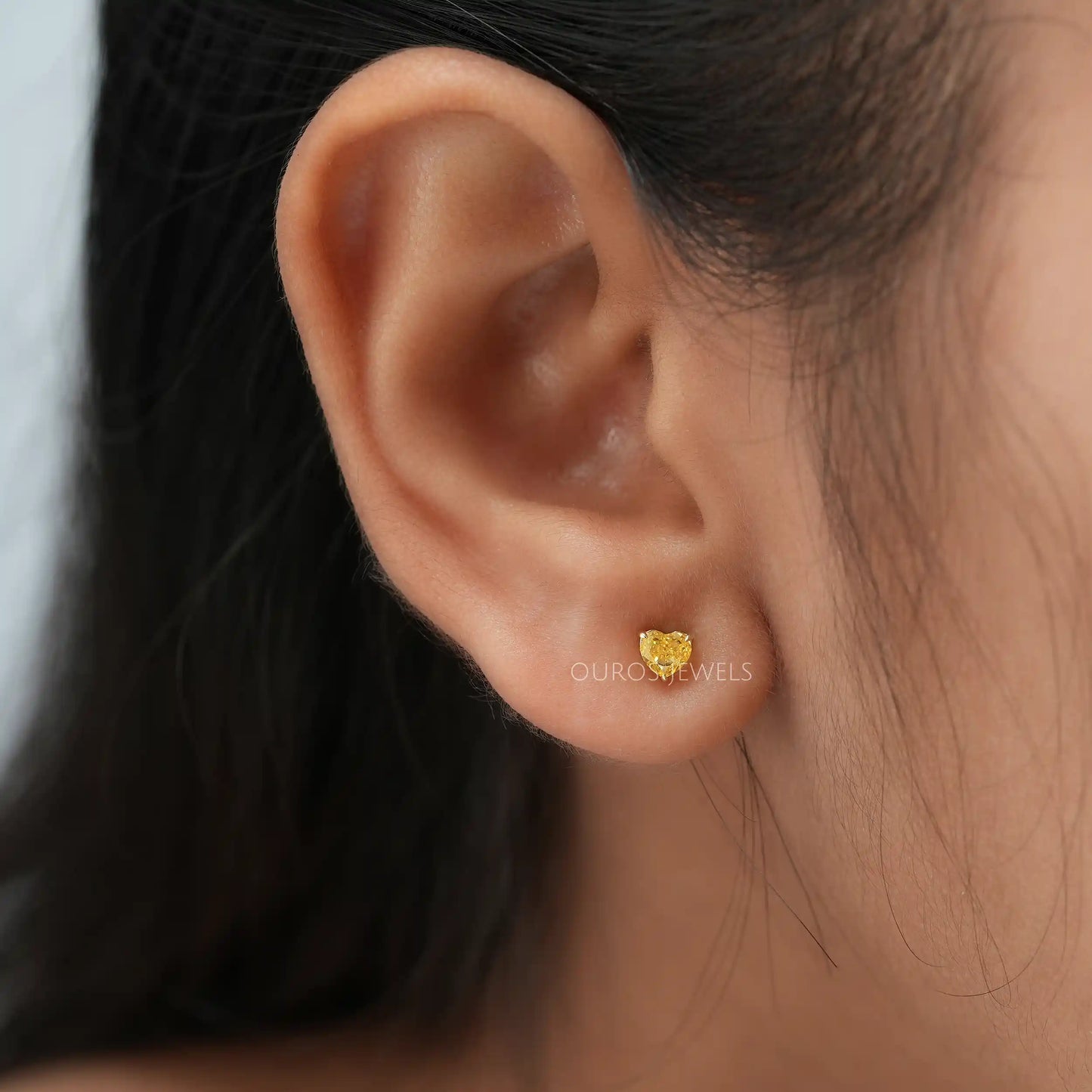 Yellow Heart Lab Diamond Stud