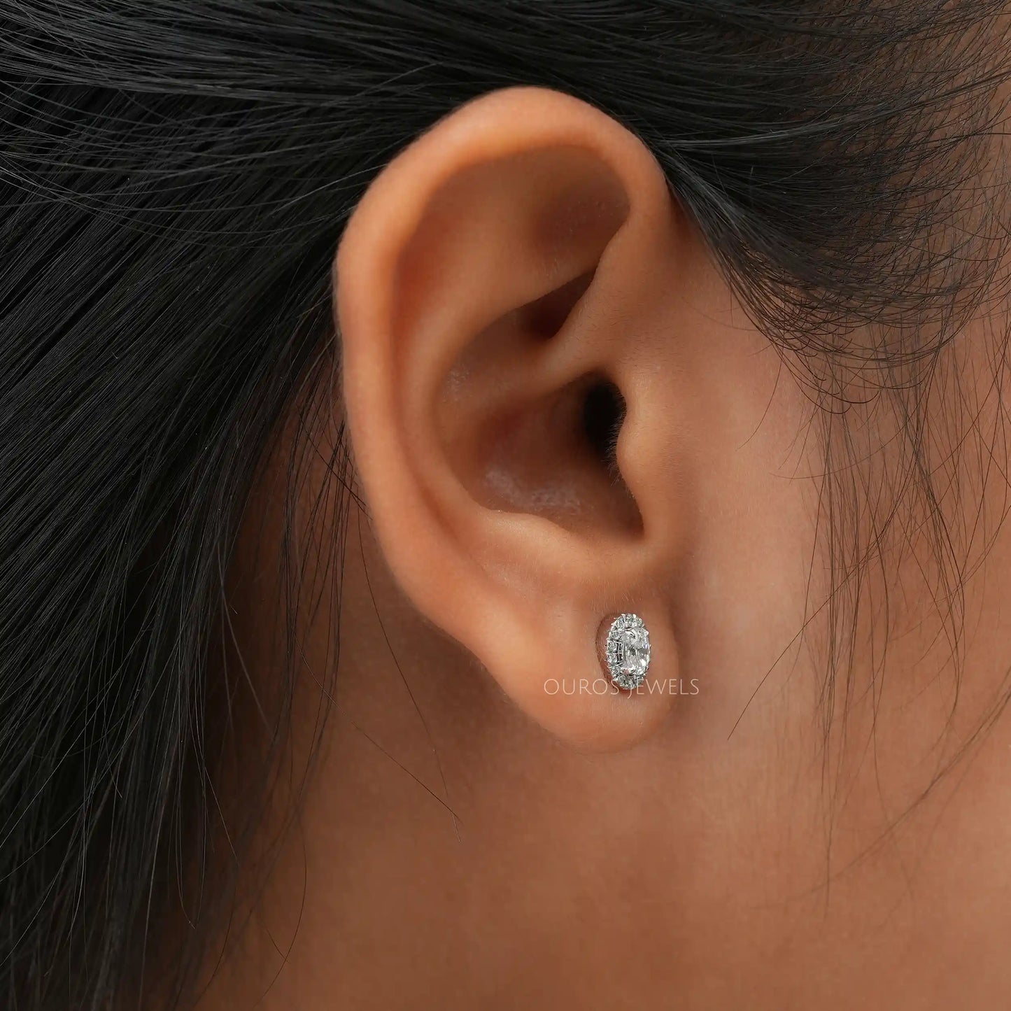Oval Cut Lab Diamond Halo Earrings