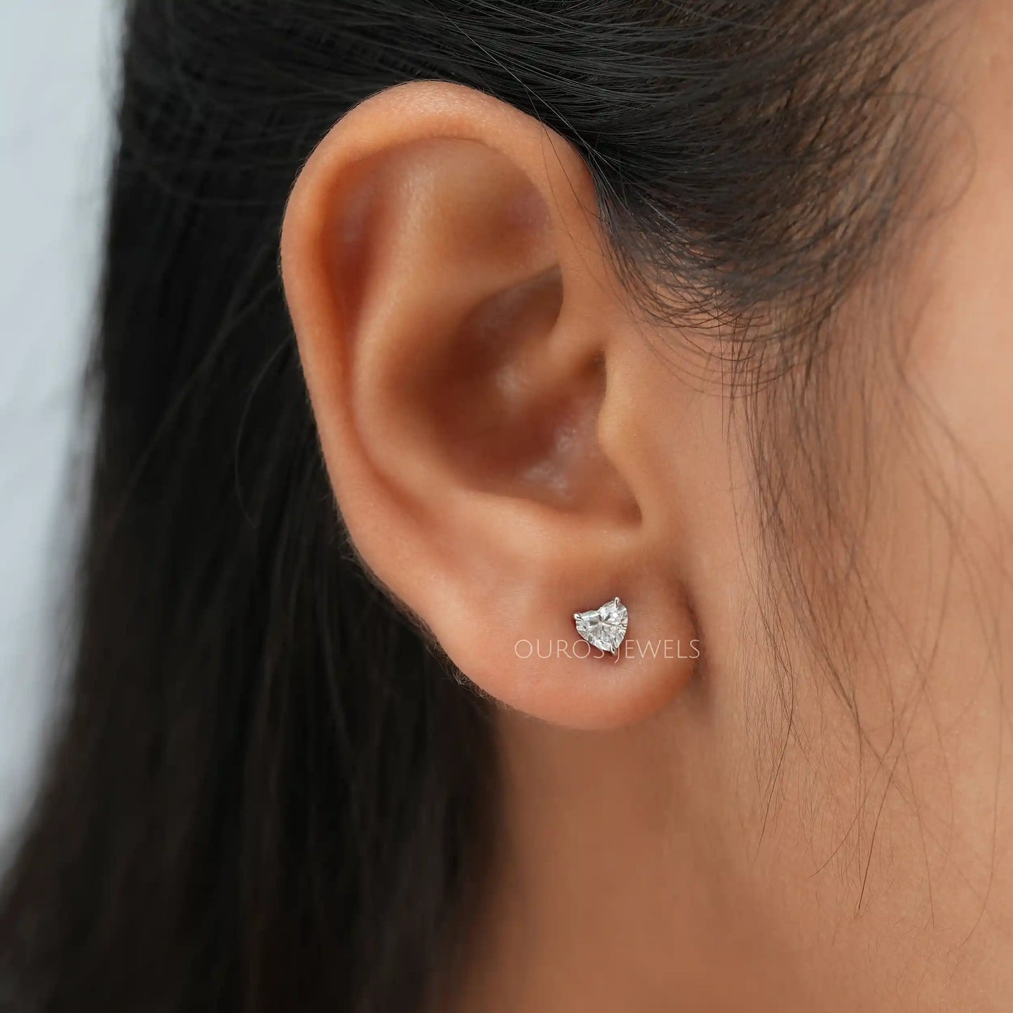 Heart Cut Diamond Stud Earrings