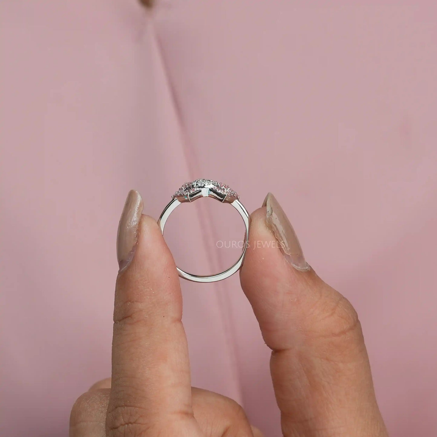 Round Cluster Diamond Engagement Ring